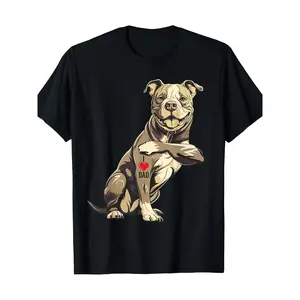 Pitbull I Love Dad Pit Bull Terrier Pettie Dog Owner Father 100% Cotton T-Shirt y2k  outfits  men time  tee  shirt  backwards demon slayer  merch double print oversize lightweight acid valentine gift cadena  mr graphic tee