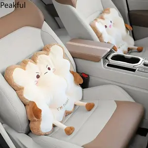 1PC Cartoon Toast Car Seat Cushion Comfort Back Support Pad Anti-Fatigue Washable Cushion Pillow Soft Plush Material Universal for Cars SUVs Van Lovely Interior Accessory
