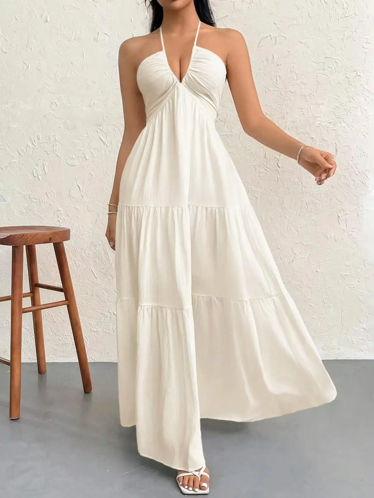 RE Women's Plain Sleeveless A-Line Cut Maxi Dress - Summer Casual Basic Loose-Fit Piece with Maxi Leg Coverage, Minimalist Elegant for Beach Holiday, Women's Casual Dresses