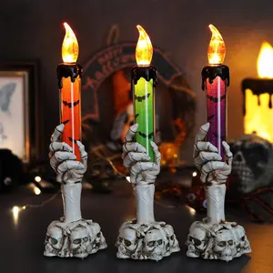 Halloween Skeleton Finger Decorative Candle Holders Ornament(NO BATTERY), Creative Skeleton Tea Light Holders Resin Desktop Decor, Halloween Home Party Decor and Outdoor & Indoor Decorations