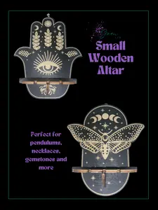 1 Pc Assorted Small Wooden Altar, Stand For Pendulums, Gemstones, Crystals, Hamsa, Celestial Butterfly, Unique Spiritual Decor, Handmade