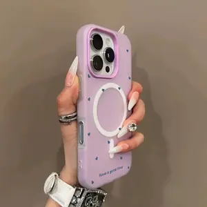 Full screen emerald green love, simple macaron color scheme, skin-friendly jelly texture, 2-in-1 magnetic wireless charging mobile phone case... Suitable for iPhone 17/16/15/14/13/12 series.