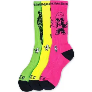 Chrome Hearts Foti Socks 3-Pack Pink/Yellow/Lime