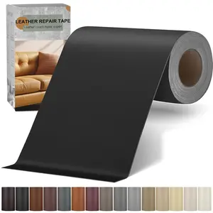 Self Adhesive Leather Repair Patch Kit, 4" x 63" Large Vinyl Leather Repair Tape for Furniture, Car Seat, Couch, Sofa, Chair Smooth Black