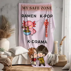 Korean Drama K-Pop Ramen Blanket, Comfortable Flannel Throw, Warm Gift for Bed Sofa Camping Travel, Multiple Sizes Available