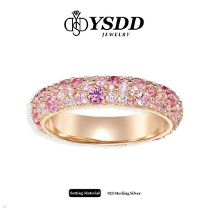 【11.15 Pink Velvet】Eternity Pink Pavé Synthetic Pink Sapphire Ring band in 925 Sterling Silver SpringStatements