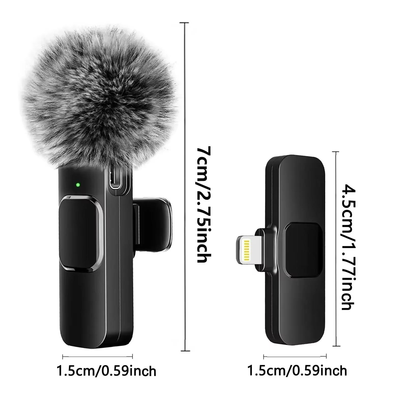 Wireless mini Microphone for iPhone/Smartphone, 2 Mini Lapel Microphones with Clearer Audio for Video Recording, Interview, Vlog，Noise Reduction Device Noise Cancellation Stereo Wireless vlogging  tools handheld high quality audio