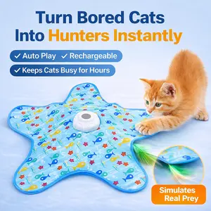 Interactive Cat Toy for Indoor Cats, Automatic Hide and Seek Feather Toy, Motion Activated & USB Rechargeable, Keeps Cats Busy for Hours, Stops Boredom & Scratching, Smart Cat Exercise Toy