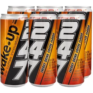 Wake-Up 24 Energy Drink Coffee Flavor 10.8 fl oz Cans Best Served with Ice Beverage Sport