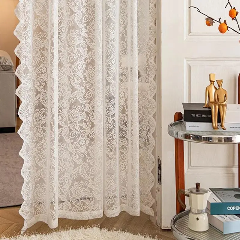 Solid Color Lace Door Curtain, French Style Door Curtain, Household Privacy Curtain, Home Partition Curtain for Bedroom, Toilet, Living Room