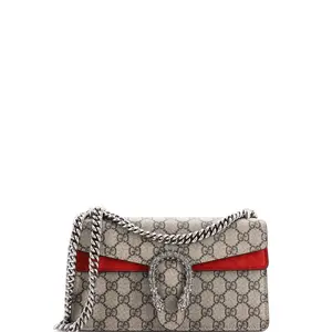 Pre-owned GUCCI Canvas Coated, Crystal, Metal Shoulder Bags Dionysus Bag GG Coated Canvas with Crystal Embellished Metal Small by Rebag