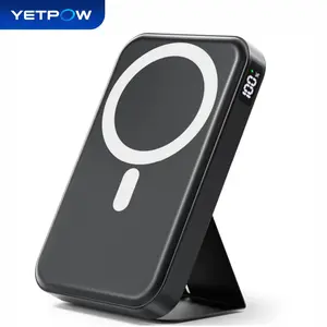 YETPOW Magnetic Portable Charger Power Bank, 10000mAh Wireless Charger with Foldable Stand, USB-C PD 20W Fast Charging Portable Phone Charger, Compatible with MagSafe iPhone 17/16/15/14 Series, Travel Essentials, W15