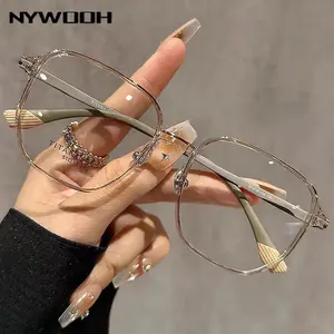 Anti Blue Light HD Glasse 2025 New Chestnut Tea Large Frame Metal Temperament Reading Glasses Street Snap Eyewear Frame