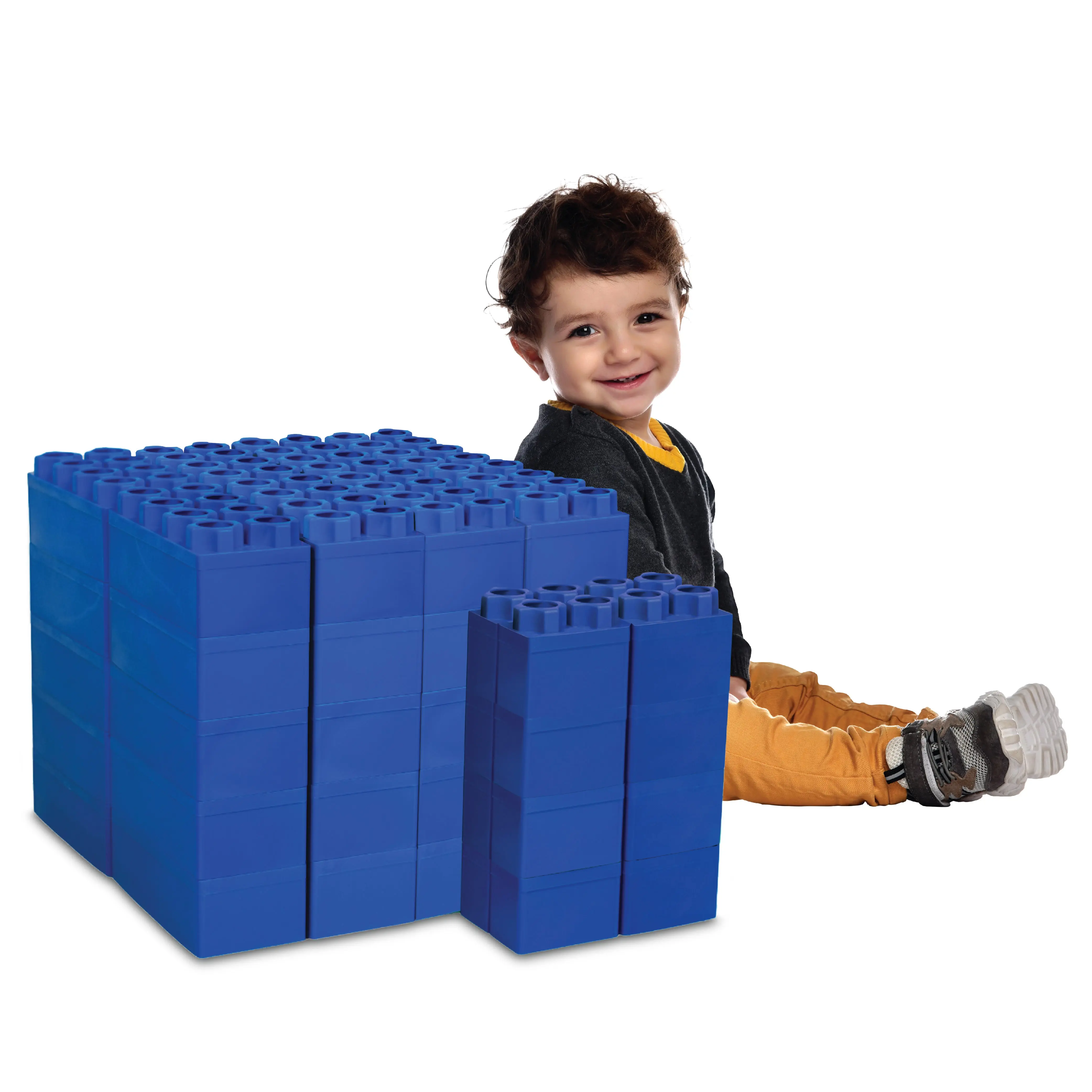 48 PC Jumbo Building Blocks for Kids Blue Single Color Set: Biggo Blocks Giant Building Blocks Ages 4-8 - Indoor & Outdoor STEM Learning Toys for Creative Building & Stacking Play
