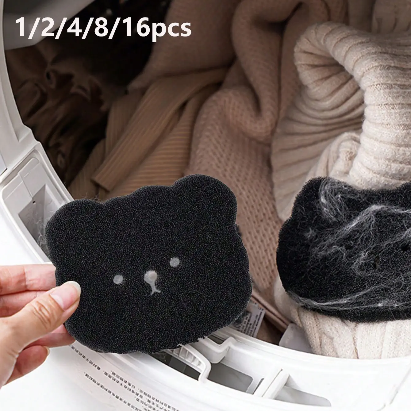 Pet Hair Remover for Clothes Drying, Reusable Non-Electric Lint Roller, Cute Bear Design, Saves Drying Time, Easy to Use