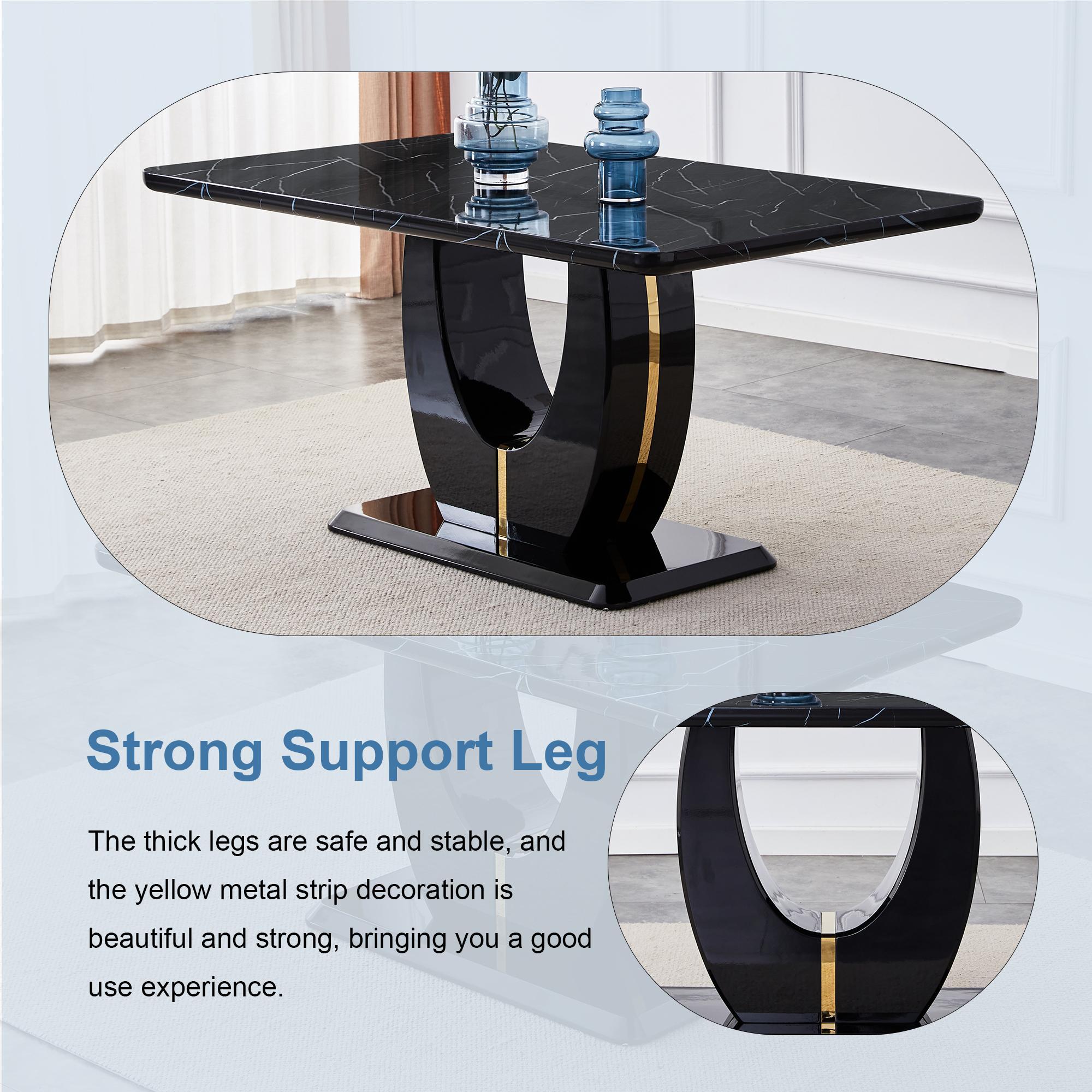 MUUOKY Modern Rectangular Dining Table – Grey Imitation Marble Grain, Suitable for Dining Room, Office, Kitchen dining table set 4 Bistro Mdf Material