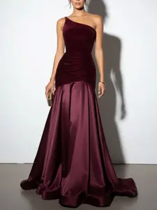 Single Shoulder Floor Length Elegant Dress