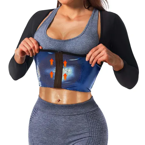 Sauna Suit Shirt for Women Waist Trainer Vest Workout Long Sleeve Sauna Tank Top Workout Body Shaper With Zipper, Women Athletic Tee Shirt, Workout Gym Exercise Activewear, Women Sportswear, Gym Wear for Fall Winter