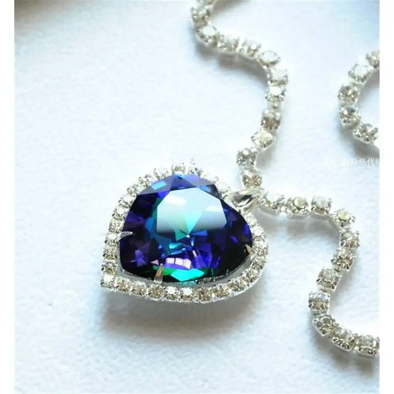 Titanic Pretty HEART OF THE OCEAN Big Blue CRYSTAL Pendant NECKLACE