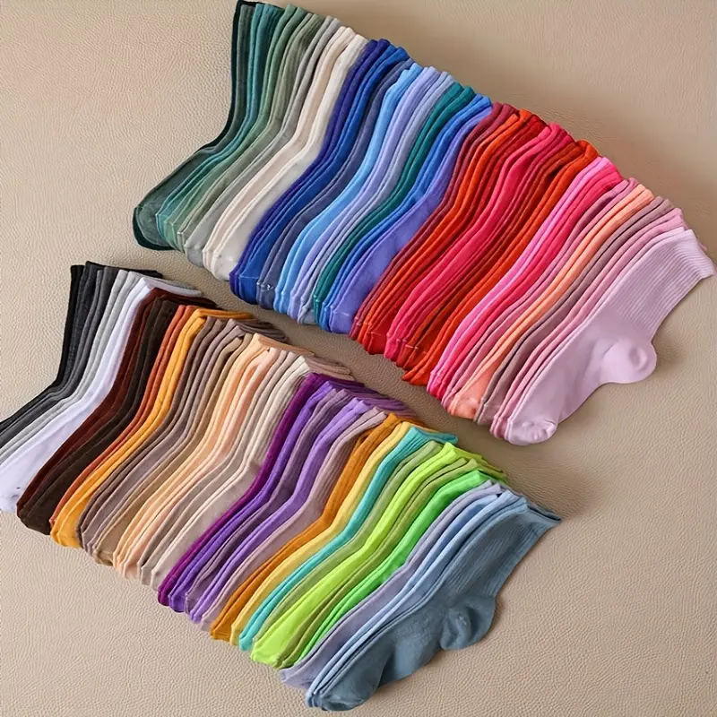Good Quality 20 Pairs Random Design Simple High Unisex Colorful Casual Everyday Outdoor Running Sustainable Mid Tube Sports Socks