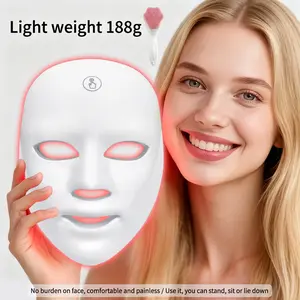 2027 LED Light Therapy Facial Mask, Infrared Face Mask with 7 Colors & Leds, Skincare Device for Beauty Care, Includes Cleansing Brush, Facial Beauty Instrument