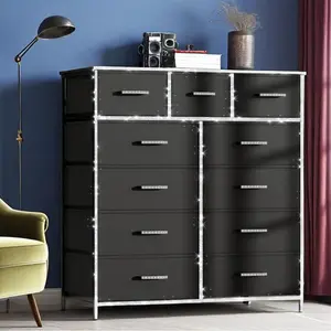 Mr IRONSTONE Dresser with 9 Drawers, Dresser for Bedroom Drawer Organizer Storage Drawers, Fabric Storage Tower with 9 Drawers, Chest of Drawers with Steel Frame, Wood Top for Nursery, Living Room, Closet, Deals for You Days