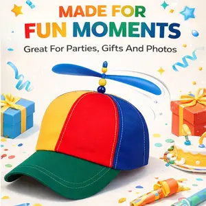 Multicolor Propeller Windmill Hat, Fun Crazy Baseball Cap, Adjustable Fit, Party Photo Game Interaction Performance Gift, Funny Hat