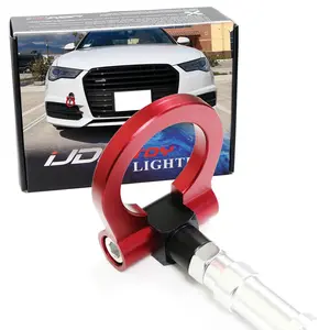 iJDMTOY Red Track Racing Style Tow Hook Ring For 2008-up Audi A4 A5 A6 A7 S4 S5 S6 S7, Made of Light Weight CNC Aluminum