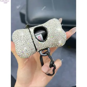 Bling Rhinestone Dog Poop Bag Dispenser, Portable Pet Waste Bag Holder with Refillable Bags, Luxury Sparkly Design for Outdoor Walking Travel, Cute Fashion Pet Cleaning Accessory for Dogs Daily Outdoor Use