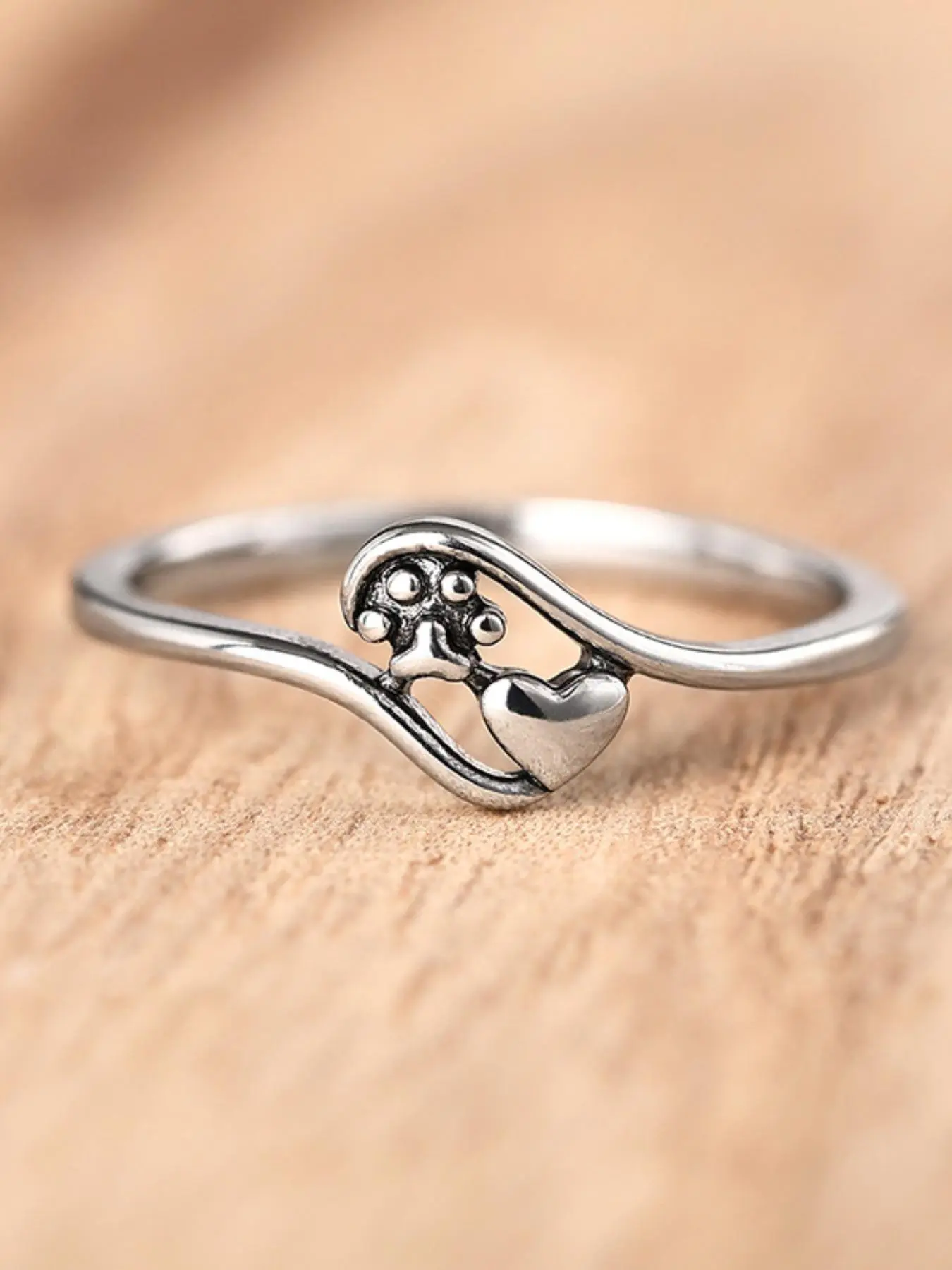Cute Cat Claw Design Ring, Heart Signet Ring, Elegant Engagement Wedding Promise Ring, Fashion Jewelry Accessories for Women As Gift, Heart Shaped Ring, Fashion Heart Rings