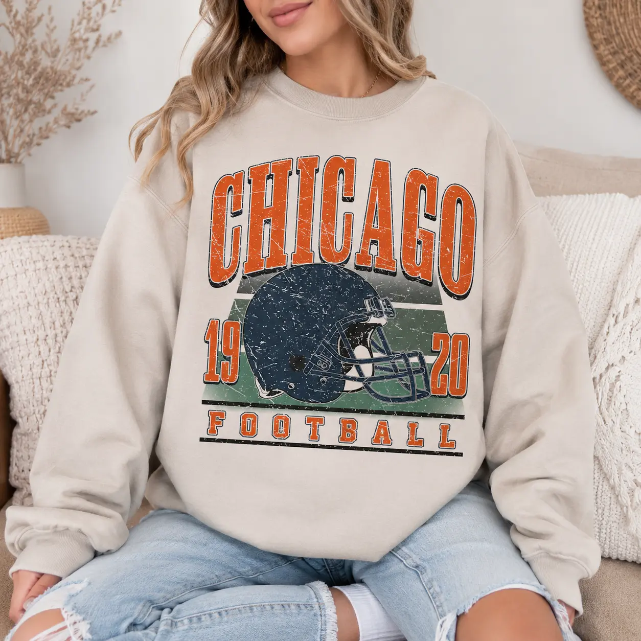 Chicago Football Sweater T-shirt Hoodie, 90s Retro Game Day Graphic Tee, Football Fan Shirt, Sport Lover Shirt