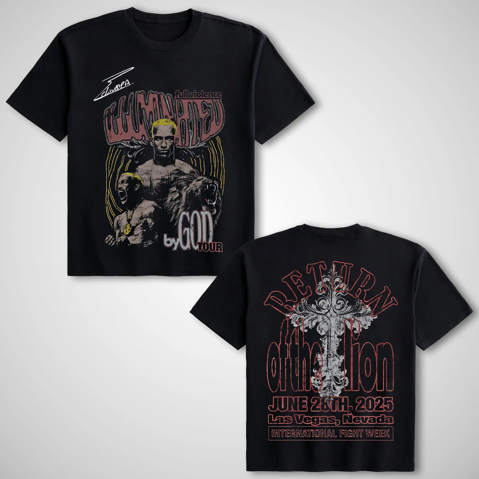 UFC Men's Charles Oliveira "Return of the Lion" Graphic T-Shirt - Soft 100% Cotton Short Sleeve Casual Streetwear for Sports & Gym, Tshirt