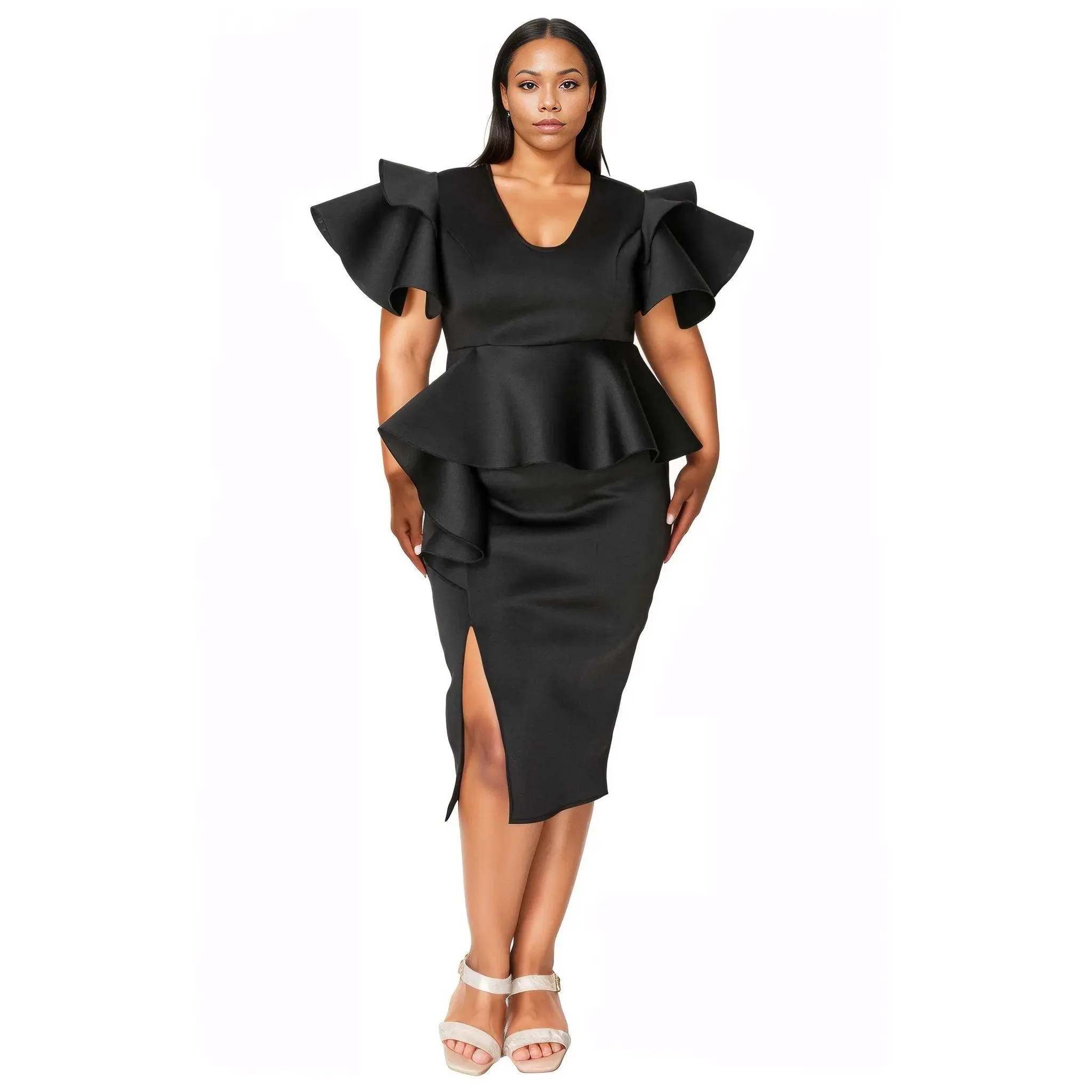 Plus Size Kira Neoprene Peplum Dress