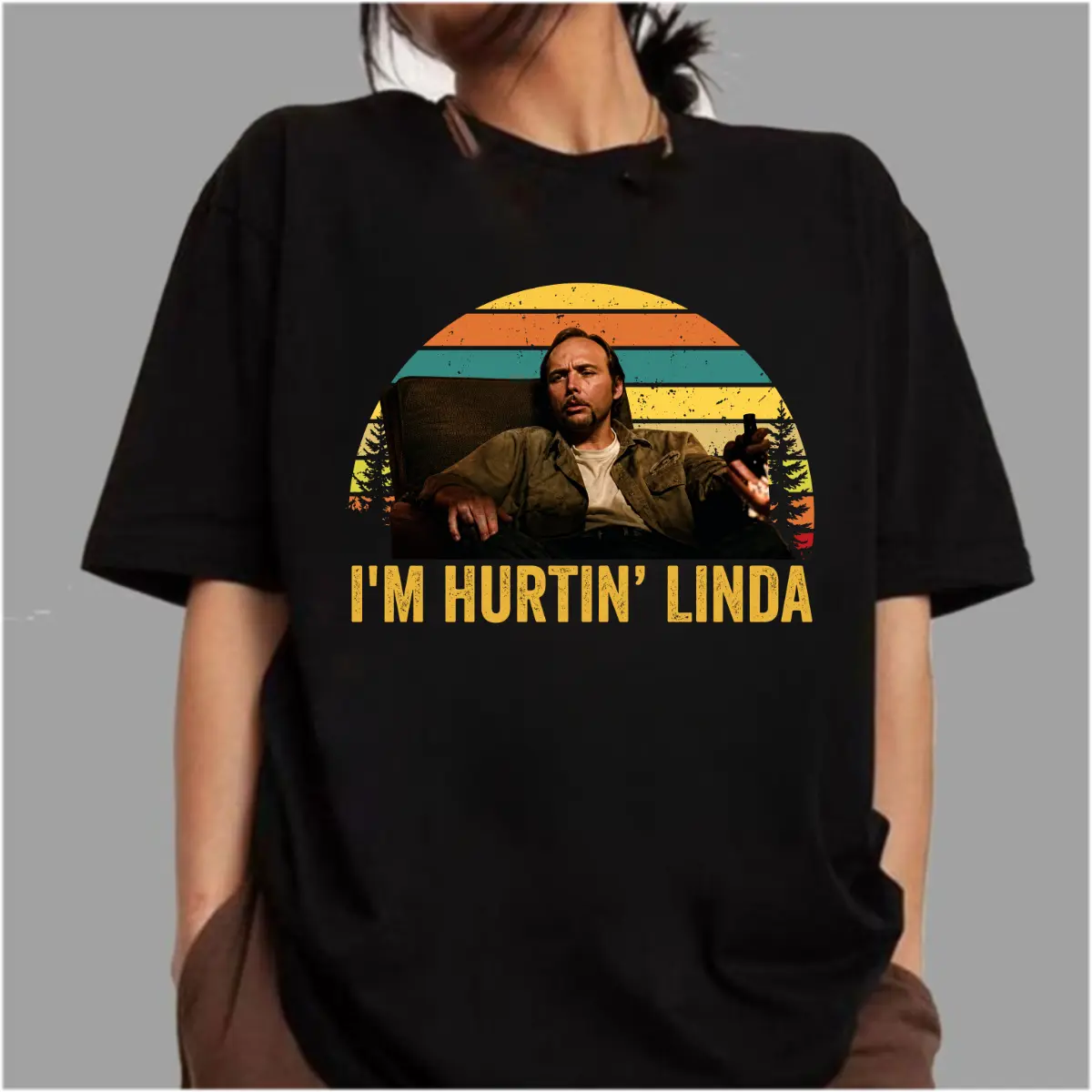Men's Casual Vibe I'm Hurtin' Linda Doyle Hargraves Vintage Retro Hoodie - 90s Drama Film Sling Blade Quotes Top, Cap Accessories Compatible Fathers Day Gift, Aesthetic, Denim