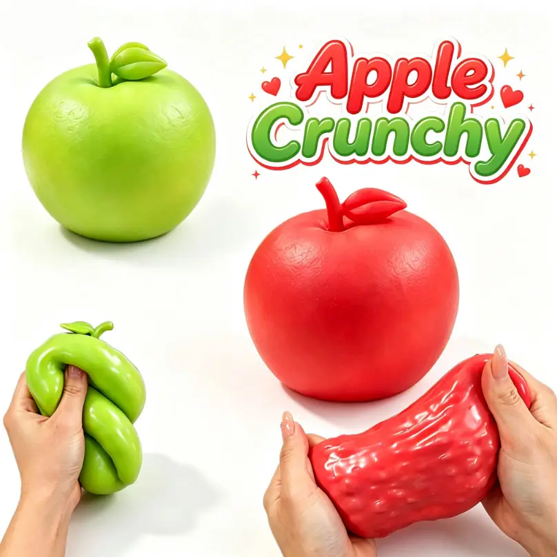 Crispy Apple Squishy, Red & Green Apple Slow‑Rising Decompression Toy, Realistic Fruit Squishies, Squeeze Stress Relief Ball for Adults, Home & Office Application, Anxiety Relief and Focus Enhancement