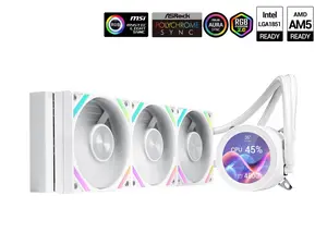 SAMA Q70 White CPU Liquid Cooler, 360MM Liquid Water AIO CPU Cooler with 2.8" LCD Display, Magnetic Detachable, XT120 Modular Fans LCP Blade, Bonus Stands, 115X, 2011, 1200, 1700, AM4, AM5 AIO Cooler
