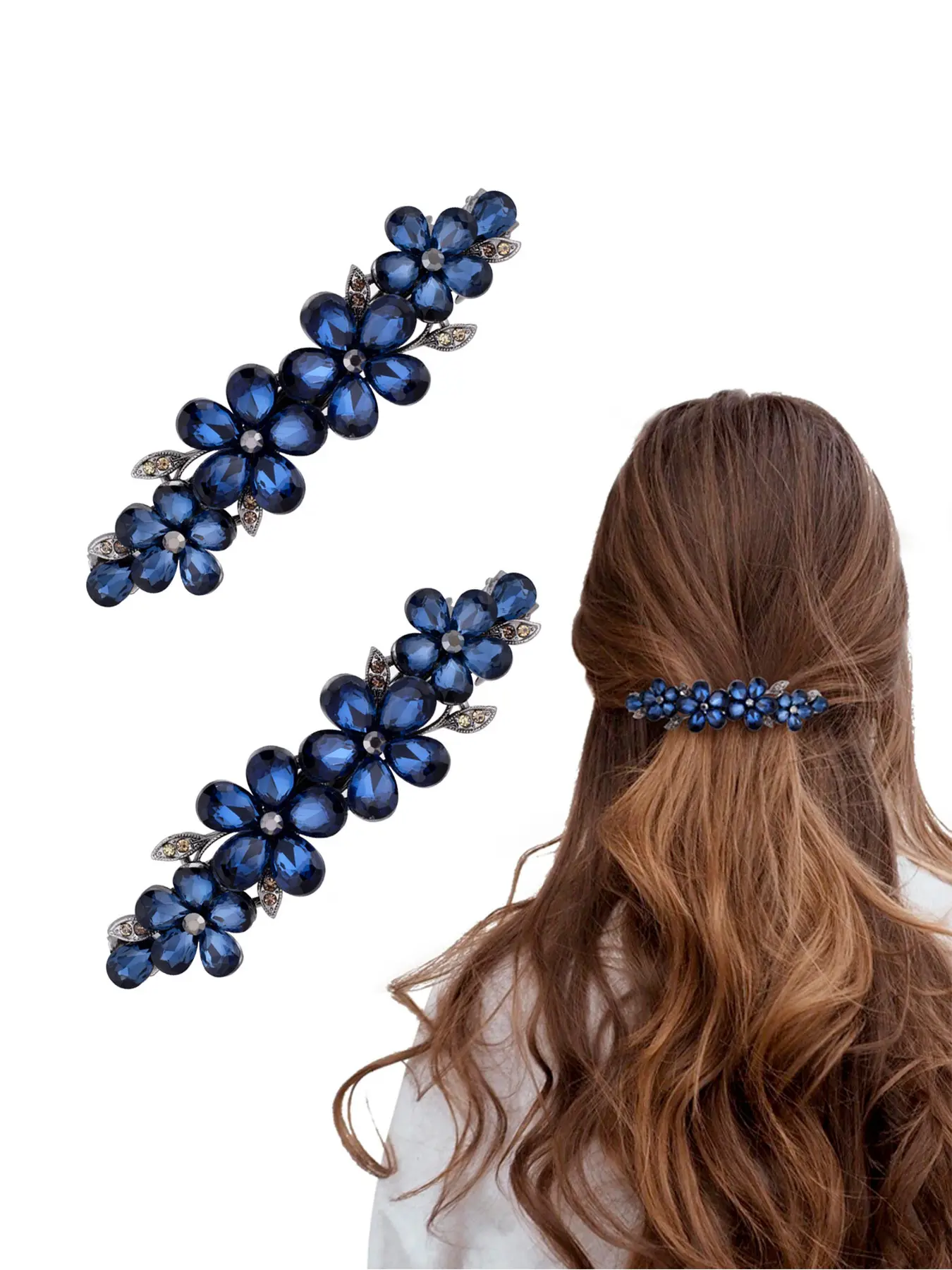 2-piece set of exquisite rhinestone hairpins, women's bridal Hair Accessories for Party, sparkling crystal hairpins, flower hair clip, suitable for weddings, parties, and gatherings, Bride Hair Clip