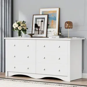 Dresser With Power Outlet, 6 Drawers Dresser For Bedroom, Modern Chest Of Drawers, Wooden Dressers, TV Stand For Living Room,Closet, Hallway