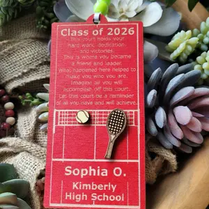 Tennis Senior Night Gift Homecoming Keepsake Bouquet Tag Banquet Place Card Holiday Ornament