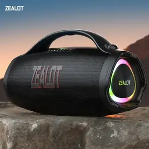 ZEALOT S98 220W Maximum power Bluetooth Speaker 220W Maximum power with Sunning Deep Bass 36000mAh Battery Power Bank Function RGB Lights 3 EQ Modes Waterproof IPX5 Black Audio Charging Connection