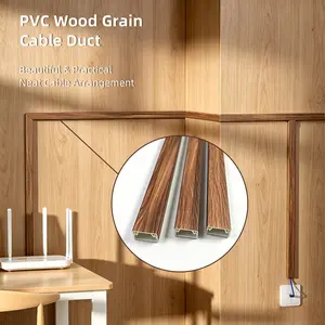 Wood Grain Wire Management Clips Set of 5, Self-Adhesive No Drilling Wall & Floor Cable Concealment, 2 Wood Colors Available, Home Decor Essential