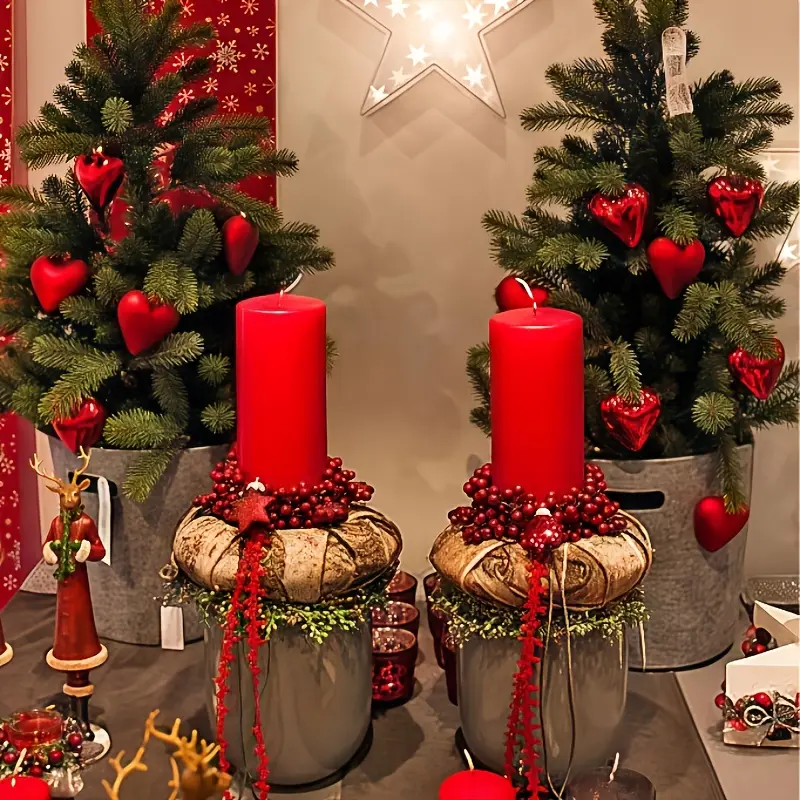 2-pack red cylindrical soy wax candles, size 5x10cm, suitable for home decoration, holiday gifts, Christmas, Halloween, wedding decorations, dinners, parties, made of wax material.