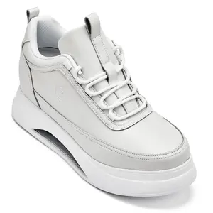 CALTO - S4926 - 3.2 Inches Taller (Bone/White Sole) - Chunky Elevated Platform Sneakers