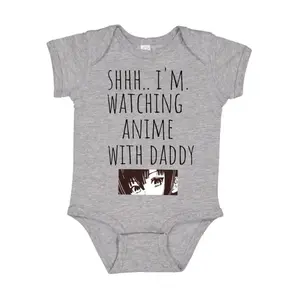 Shh Watching Anime With Daddy Onesie, Funny Anime Baby Onesie, Anime Baby Bodysuit, Newborn Bodysuit
