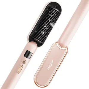 Maibel Women's Ring Hair Straightener Brush Professional Straightening Iron with Integrated Comb Fast Heating Anti-Scald Design Salon Perfect Hair at Home 3-Speed Precision Temperature Control Travel-Ready Compact Design