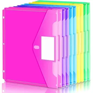 Binder Pocket Folders 10‑Pack – Back to School Super Heavyweight Plastic 3‑Hole Side‑Loading with Tight Closure, Organizer Dividers in Assorted Colors cute  school  supplies