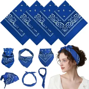 Paisley Pattern Bandanas for Men - 4/12/24/30 Pack 100% Polyester Bulk Headbands Handkerchief Face Coverings