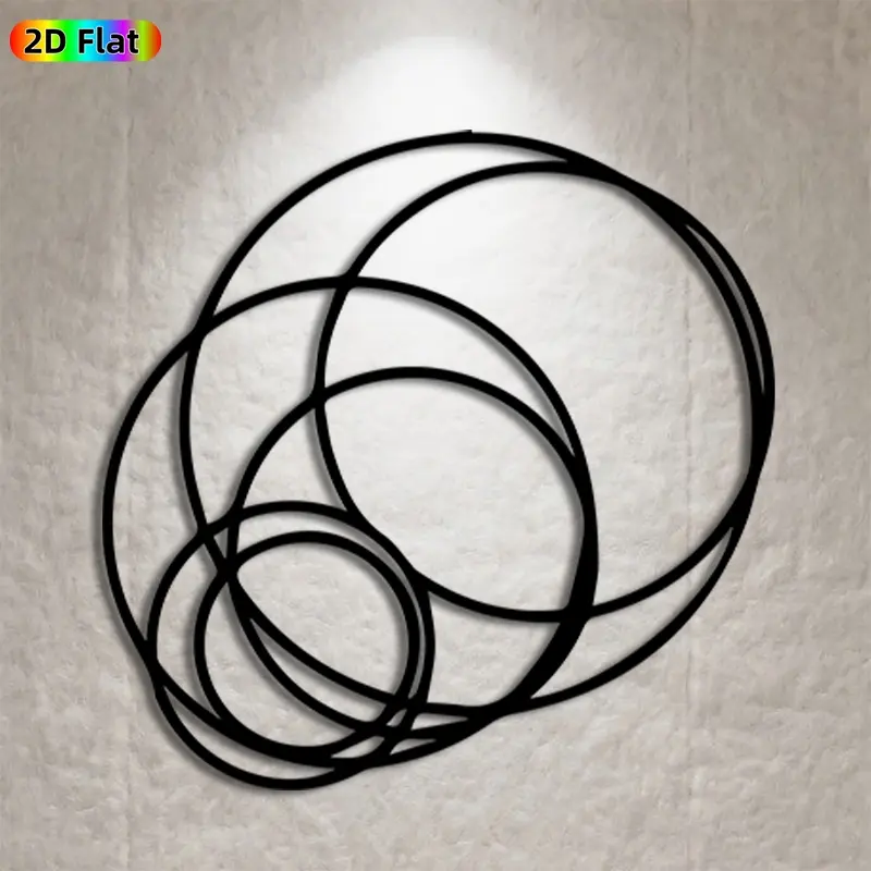 1pc Interlocking Circles Metal Wall Art, Abstract Interlocking Circles Statue Mural, Ideal Gift for New Year, Christmas, Abstract Decor Enthusiasts, Powder-Coated Metal Wall Decor  Perfect for Living Room Wall & Garden Fence, Modern Home Decor Accent