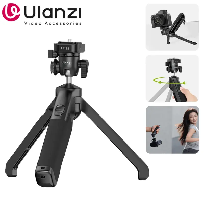 ULANZI 1-Click Open Mini Camera Tripod - Uka F38 Quick Release System, Adjustable Compact Mini Tripod & Monopod, Camera Support Stand for Sony/Canon SLR DSLR, Filming Setup Pocket Vlogging Kit Accessory