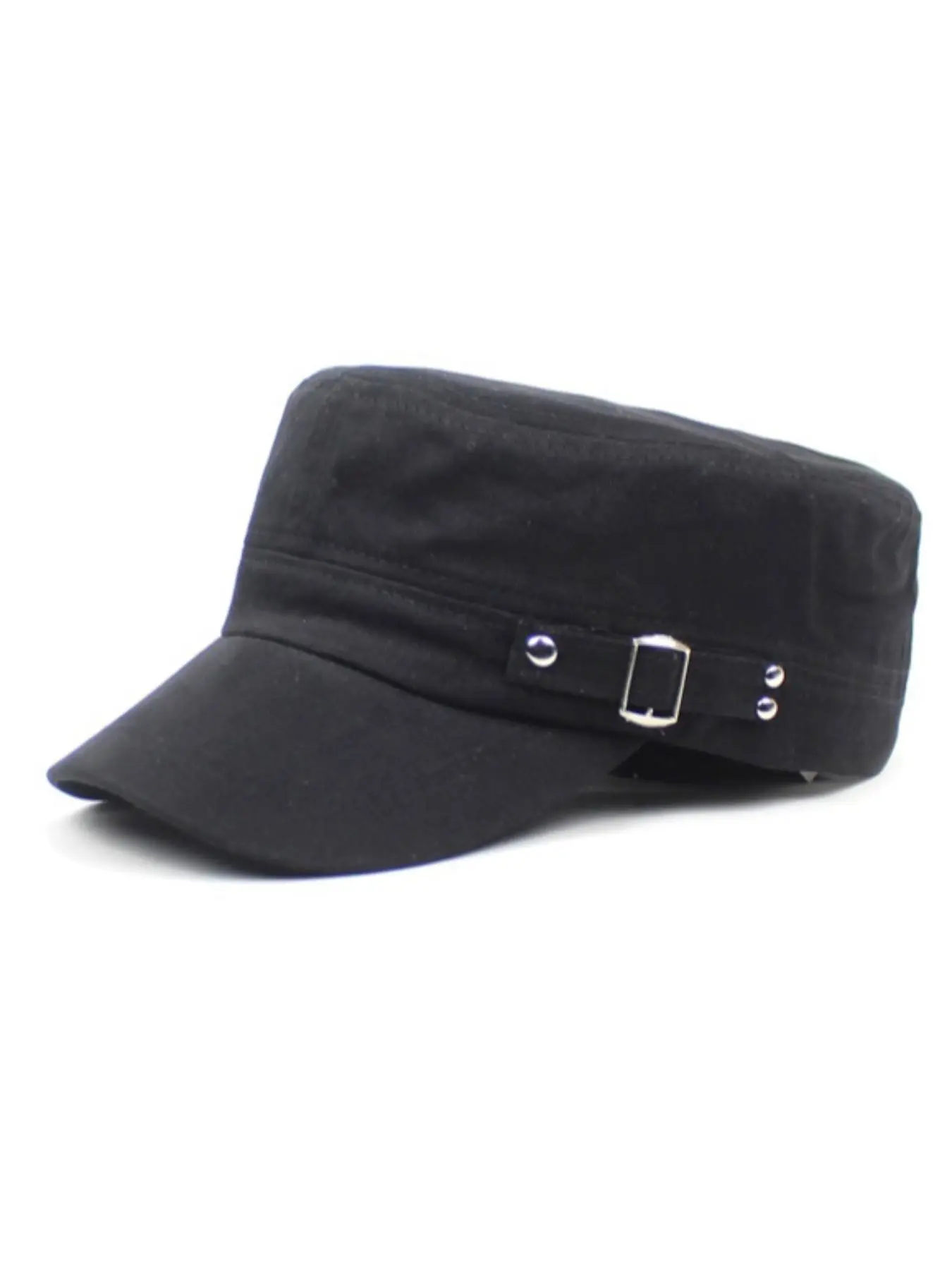 Army Cap Military Style Adjustable Snapback Flat Top Cap Unisex Basic Baseball Hat for Men Women Fitted Hat Flat Brim Hat